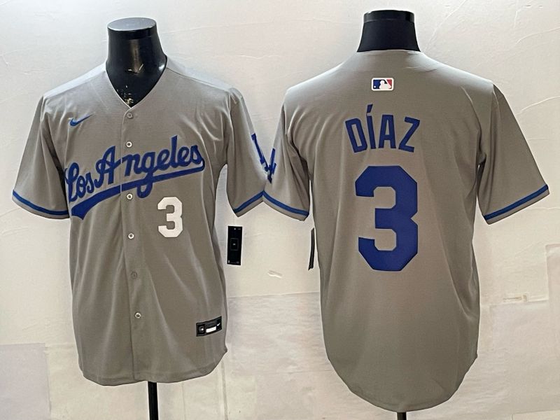 Men 2026 Los Angeles Dodgers #3 Diaz Grey Game Nike MLB Jersey style 0052->los angeles dodgers->MLB Jersey